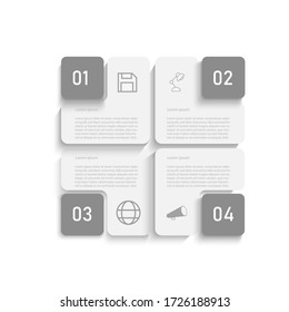 paper cut 4 Steps Business Info-graphic Elements For The Presentation on isolate chart 