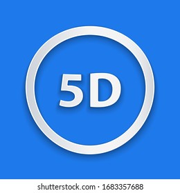 Paper cut 5d virtual reality icon isolated on blue background. Large three-dimensional logo. Paper art style. Vector Illustration