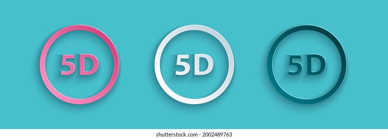 Papier geschnitten 5d virtuelle Realität Symbol einzeln auf blauem Hintergrund. Grosses dreidimensionales Logo. Kunststil aus Papier. Vektorgrafik