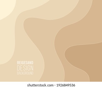 Recorte de papel Fondo de arte abstracto 3d color de oro beige arena de la playa,desierto con dunas barchan.textura de arena de plantilla con patrón de líneas onduladas.Tapa vectorial, volante,imprenta textil,banner, afiche, tarjeta,papel tapiz