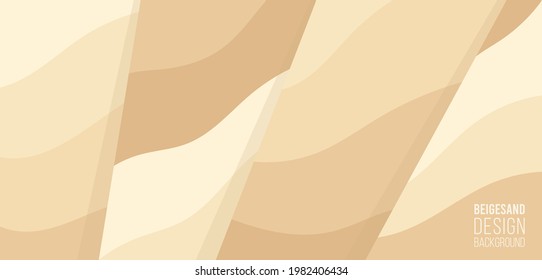 Paper cut Abstract art background 3d beige gold color beach sand,desert with barchan dunes.Template Sand texture with wavy lines pattern.Vector cover,flyer,textile print,banner, poster, card,wallpaper