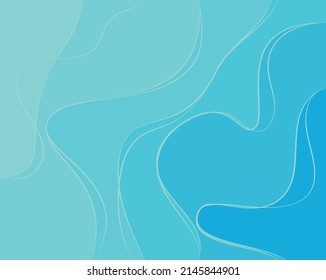 Paper cut Abstract art background blue color sea waves, ocean water.Template marine texture with wavy lines pattern. Vector cover, flyer, textile print, banner, poster, card, wallpaper