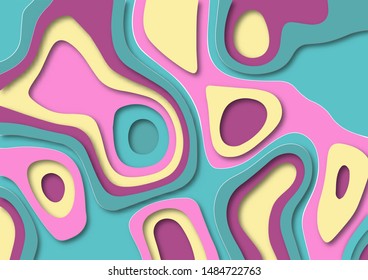 Paper cut abstract background. 3d shape layer pattern. Vector illustration.