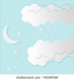 paper cut abstract background concept sky with illustrator.