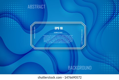 Paper cut abstract background design with cardboard wavy blue layers. Fluid shapes composition. Futuristic cover layout design template.