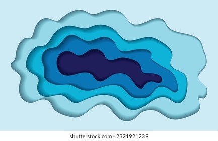 Ilustración de diseño de fondo abstracto de corte de papel, ilustración de diseño de fondo abstracto de color azul