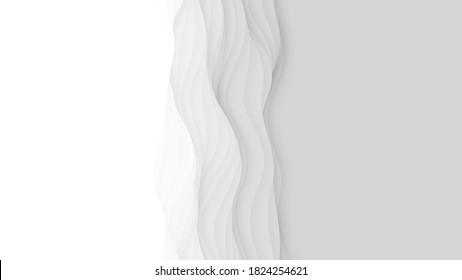 Paper cut abstract background. Vector 3D light white carving art. Paper craft landscape with gradient fade colors. Minimalistic design for business presentations, flyers, posters.