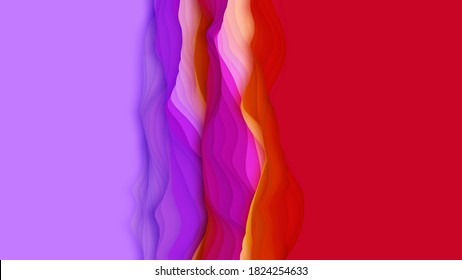 Paper cut abstract background. Vector 3D light colorful carving art. Paper craft landscape with gradient fade colors. Minimalistic design for business presentations, flyers, posters.