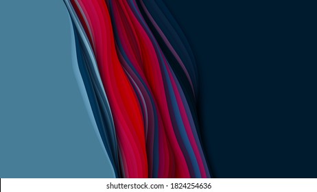 Paper cut abstract background. Vector 3D dark colorful carving art. Paper craft landscape with gradient fade colors. Minimalistic design for business presentations, flyers, posters.