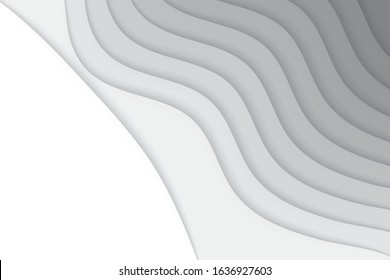 Paper cut Abstract black gray and white concept background. Vector illustration design template monochrome Hand drawn