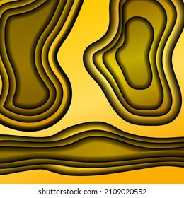 Papier geschnitten abstrakter Design-Hintergrund. Gold-farbige Papierformformen für Deckeln, Plakat, Banner, Einladung, Präsentation