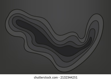 Fondo de diseño abstracto de corte de papel. Estilo de formas de papeleo en color negro para cubiertas, afiche, banner, invitación, presentación