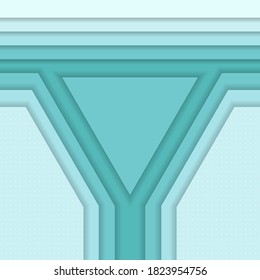 Paper cut abstract geometric background template use square layout with flat blue turquoise. 