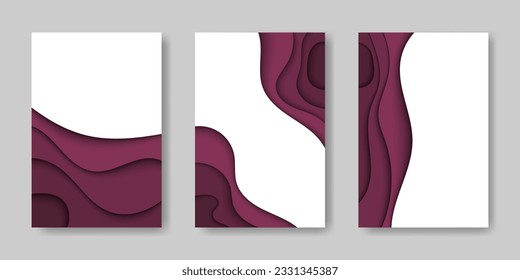 Paper cut abstract layout. layered burgundy template for covers, ads, brochures, social media. Copy space