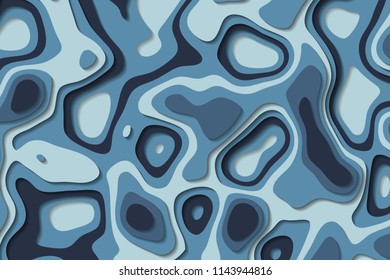 Paper cut abstract vector background, blue color palette.