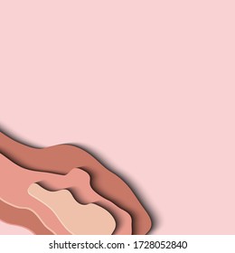 Resumen de corte de papel para sitio web, folleto, folleto y fondo de banner. Ilustración en color rosa y melocotón.