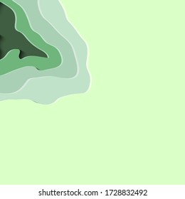 Paper cut abstraction for website, booklet, brochure and banner background. Illustration in green colors.