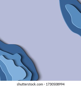 Paper cut abstraction for website, booklet, brochure and banner background. Illustration in blue and violet colors.