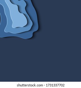 Paper cut abstraction for website, booklet, brochure and banner background. Illustration in blue colors.