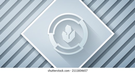 Paper cut Agricultural soil test and results icon isolated on grey background. Digital soil analysis. Paper art style. Vector
