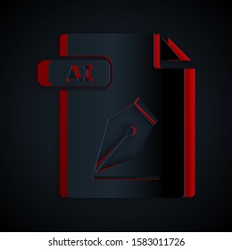 Paper cut AI file document. Download ai button icon isolated on black background. AI file symbol. Paper art style. Vector Illustration