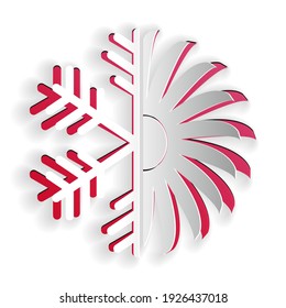 Paper cut Air conditioner icon isolated on white background. Paper art style. Vector