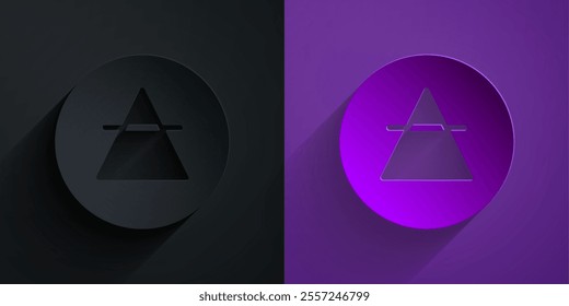 Paper cut Air element of the symbol alchemy icon isolated on black on purple background. Basic mystic elements. Paper art style. Vector