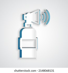 Paper cut Air horn icon isolated on grey background. Sport fans or citizens against government and corruption. Paper art style. Vector