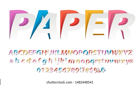Paper cut alphabet design vector illustration
