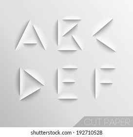 Paper cut alphabet set. Typographic sign with shadow.