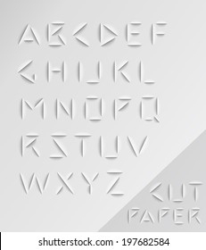 Paper cut alphabet set. Typographic sign with shadow.