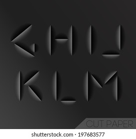 Paper cut alphabet set. Typographic sign with shadow.