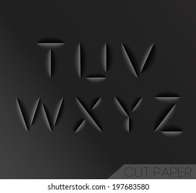 Paper cut alphabet set. Typographic sign with shadow.