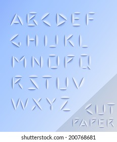 Paper cut alphabet set. Typographic sign with shadow.
