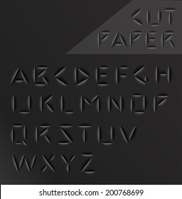 Paper cut alphabet set. Typographic sign with shadow.