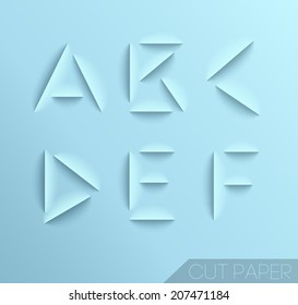 Paper cut alphabet set. Typographic sign with shadow.