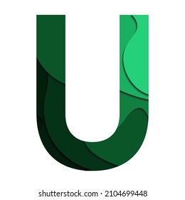 Paper cut of alphabet u.