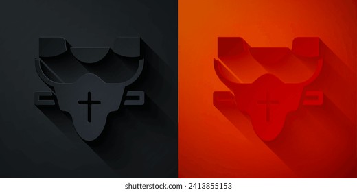 Paper cut American football player chest protector icon isolated on black and red background. Shoulder and chest protection for upper body. Team sports. Paper art style. Vector