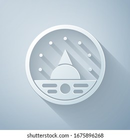 Papierschnitt Ampere Meter, Multimeter, Voltmeter Symbol einzeln auf grauem Hintergrund. Messgeräte für elektrischen Strom. Kunststil aus Papier. Vektorillustration-Illustration