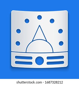 Cortar papel Amperímetro, multímetro, ícono de voltímetro aislado en fondo azul. Instrumentos de medición de la corriente eléctrica. Estilo de arte de papel. Ilustración vectorial