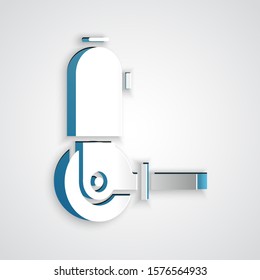 Paper cut Angle grinder icon isolated on grey background. Paper art style. Vector Illustration