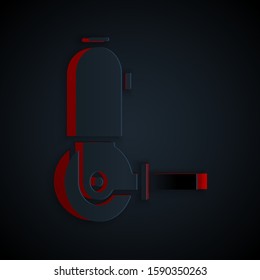 Paper cut Angle grinder icon isolated on black background. Paper art style. Vector Illustration