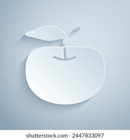 Paper cut Apple icon isolated on grey background. Excess weight. Healthy diet menu. Fitness diet apple. Paper art style. Vector