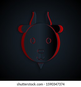 Paper cut Aries zodiac sign icon isolated on black background. Astrological horoscope collection. Paper art style. Vector Illustration