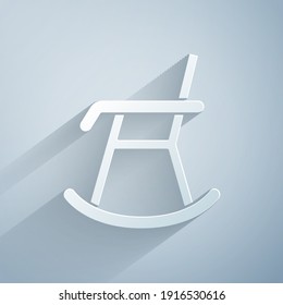Paper cut Armchair icon isolated on grey background. Paper art style. Vector