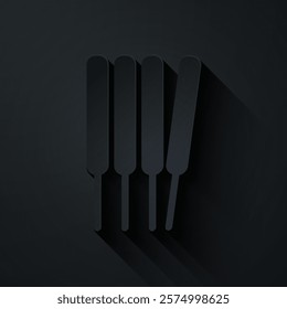 Paper cut Aroma sticks, incense, aromas icon isolated on black background. Paper art style. Vector