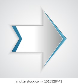 Paper cut Arrow icon isolated on grey background. Direction Arrowhead symbol. Navigation pointer sign. Paper art style. Vector Illustration