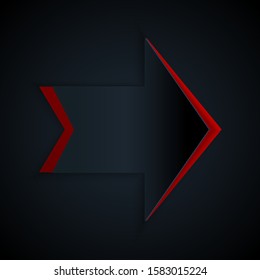 Paper cut Arrow icon isolated on black background. Direction Arrowhead symbol. Navigation pointer sign. Paper art style. Vector Illustration