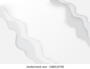 Paper cut art. Cut into waves and overlap. White and grey paper on a white background. Vector. Illustration. 