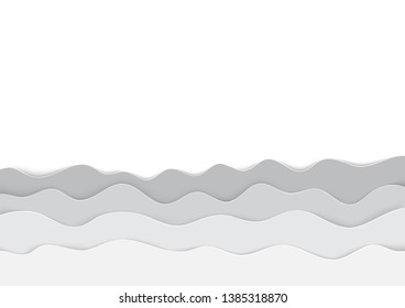 Paper cut art. Cut into waves and overlap. White and grey paper on a white background. Vector. Illustration.